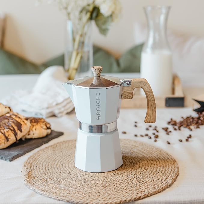 GROSCHE White Milano Stovetop Espresso Maker, 6 cup