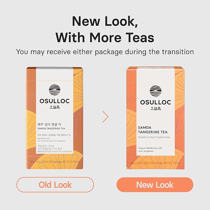 OSULLOC Tangerine Tea (Fresh Jeju Tangerine Flavor), Fruit tea Blend, Premium Teabags from Jeju Island, 20 count