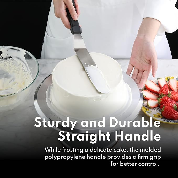 New Star Foodservice 38118 Angled Icing Spatula, 12-Inch Blade, 17-Inch Overall, Silver