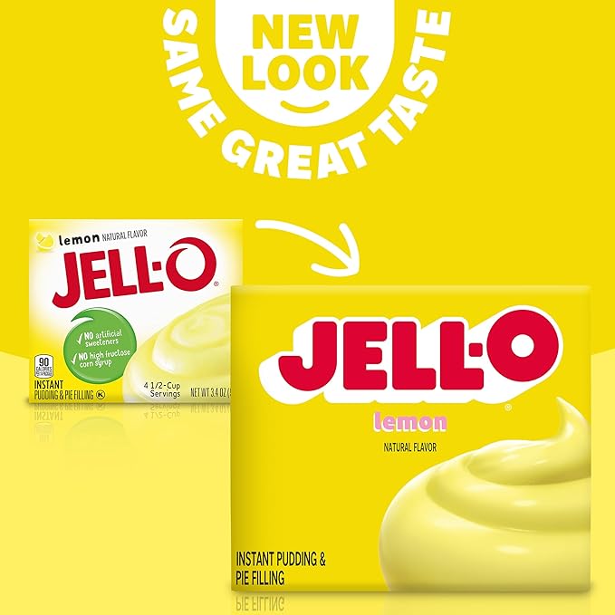 Jell-O Lemon Instant Pudding & Pie Filling Mix (24 ct Pack, 3.2 oz Boxes)