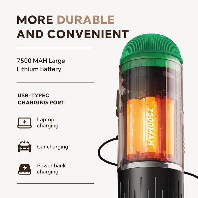 Fast self-heating Portable Electric Espresso Coffee Maker, 2 IN 1 Extraction Espresso Machine, Support Ground Coffee and NS capsule, for Travel,Car,Hiking,Climbing（Green） Rich Crema