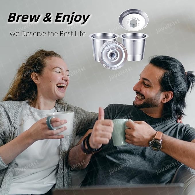 6 Pack Reusable K Cups with Stainless Steel Scoop – 304 Stainless Steel Coffee Pods Compatible with Keurig 1.0, Eco-Friendly Refillable Filter Set