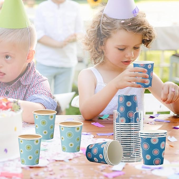 [600 Pack 5 oz Paper Cups, Disposable Bathroom Cups, Small Mouthwash Cups, Hot/Cold Beverage Drinking Mini Cup for Party, Picnic, BBQ, Travel (Daisy)