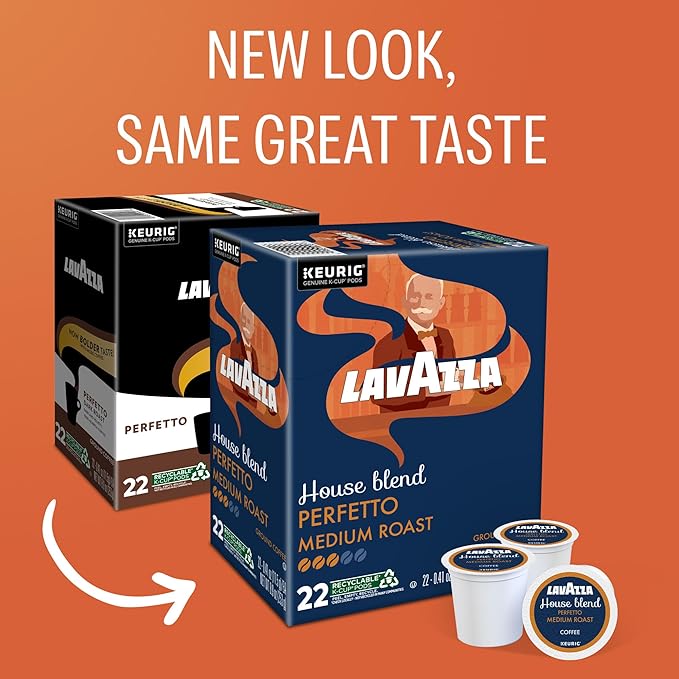 Lavazza House Blend Perfetto, Single-Serve Keurig K-Cup Pods, Medium Roast Coffee, 88-Count Box (4 Packs of 22)