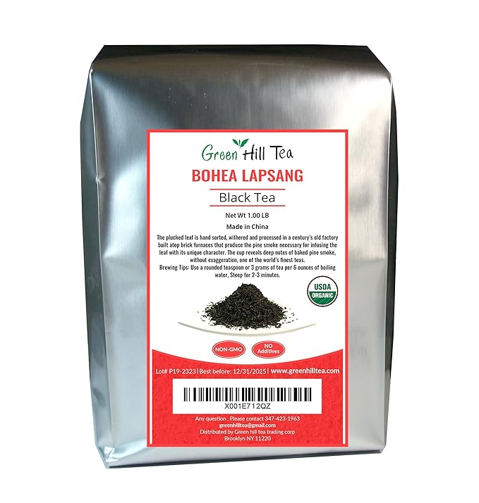 Organic Bohea Lapsang Tea, Smoulderingly smoky tea with a rich aroma – 1lb Tea Bag…