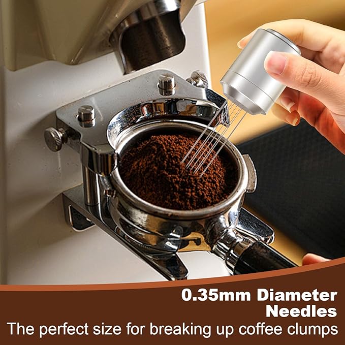 WDT Espresso Distribution Tools Espresso Stirrer Tool WDT Coffee Distributor for Barista Espresso Machine Accessories 9*0.35mm Espresso Grounds Stirrer with Extra 9 Replaceable Needles,Silver