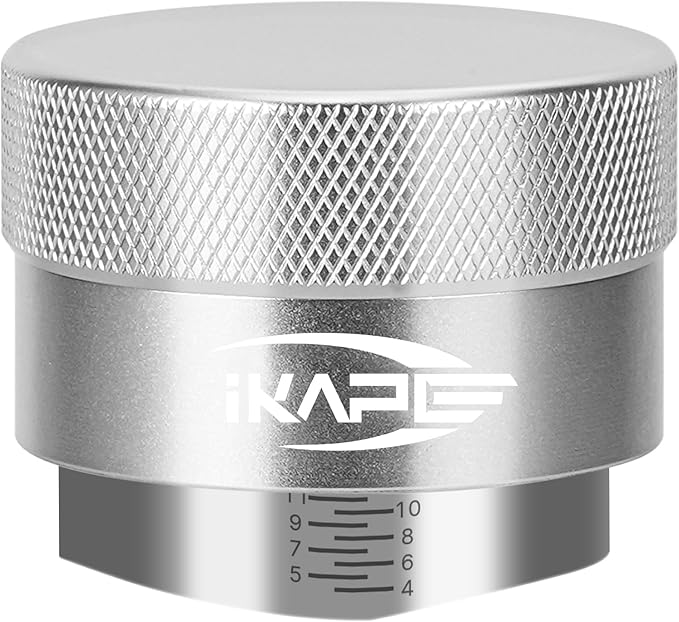 IKAPE Coffee Products, 51MM Coffee Distributor, Gravity Adaptive Espresso Distributor Fits All 51MM Espresso Portafilter, Compatible with 51MM Delonghi Bottomless Portafilter (Silver)