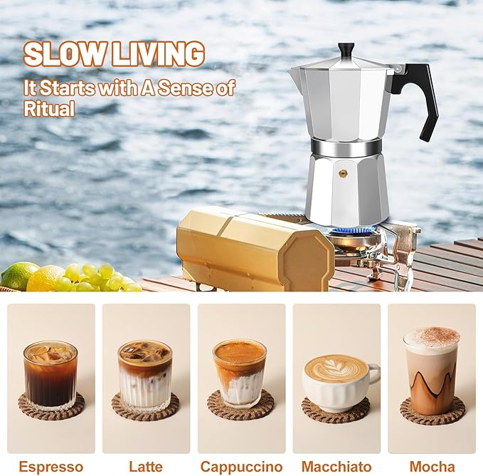14 Cup Aluminum Espresso Stovetop Moka Pot Express Coffee Maker Percolator Italian Classic Mocha Coffee Machine for Italian and Cuban Cafe Brewing for Home & Camping 700ml 23oz