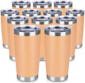 20 oz Tumbler Stainless Steel Tumblers Bulk with Lid Double Wall Insulated Coffee Tumbler Cups for Hot & Cold Drinks Powder Coated Travel Coffee Tumbler Mug Metal (Cream Orange, 12 pack)