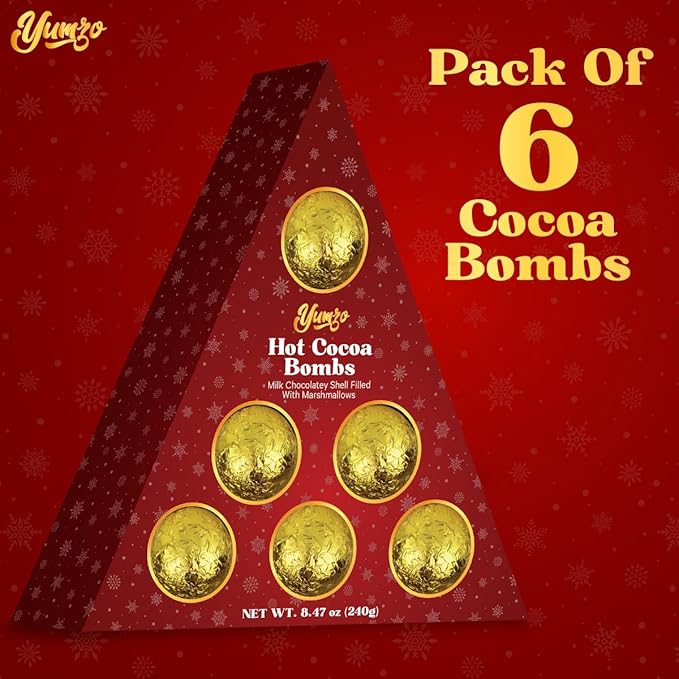 Chocolate Bombs Gift Set - 6 Pack - Cocoa Bombs Premium Hot Chocolate Bomb Filled with Marshmallows and Cocoa Mix - Makes 6 Large Servings - Gift Box.