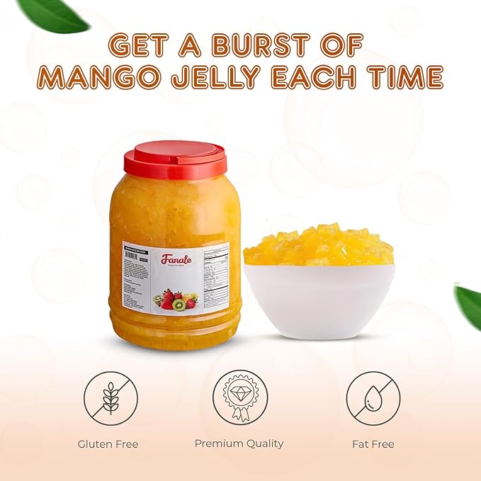 Fanale Coconut Jelly Topping nata de coco for Bubble Tea 8.3 lb | Mango Jelly | for Boba Tea, Smoothies, Slushes, Desserts | 8.3 pound (Pack of 4) | JEL003-CS