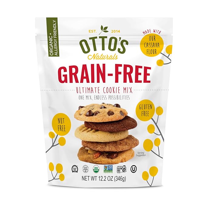 Otto's Naturals Grain-Free Ultimate Cookie Mix, 12.2 Oz., Top 9 Allergen-Free, Organic Cassava Flour, Gluten Free, Non-GMO, Vegan, Plant-Based