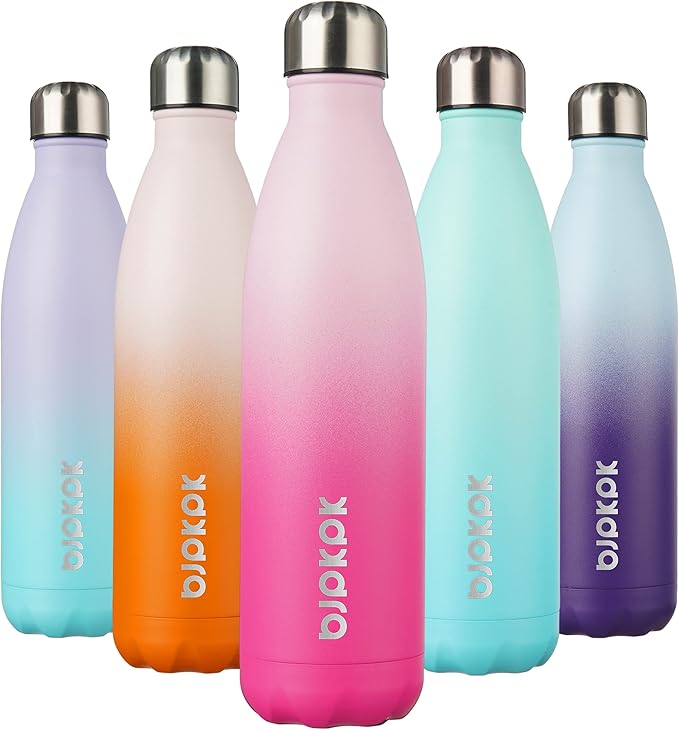 BJPKPK 25oz Insulated Stainless Steel Water Bottles,Sports Water Bottles Keep Cold for 24 Hours and Hot for 12 Hours,Cherry Blossom