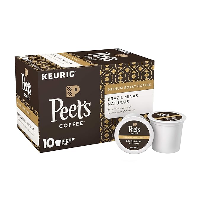 Peet’s Coffee Brazil Minas Naturais K-Cup Coffee Pods for Keurig Brewers, Medium Roast, 10 Pods