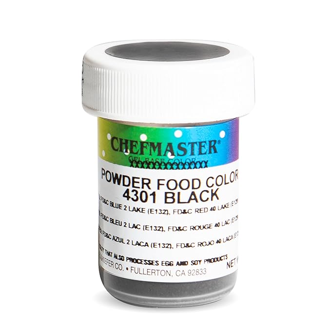 Chefmaster Black Dry Powder Candy Color | Vibrant Shades | Chocolate, Macarons, Fondant | Decorating | Professional-Grade Dye | Easy-to-Use | Manufactured in USA | 3 grams