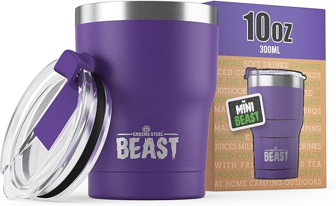 Beast 10 oz Tumbler Stainless Steel Vacuum Insulated Coffee Ice Cup Double Wall Travel Flask (Purple)