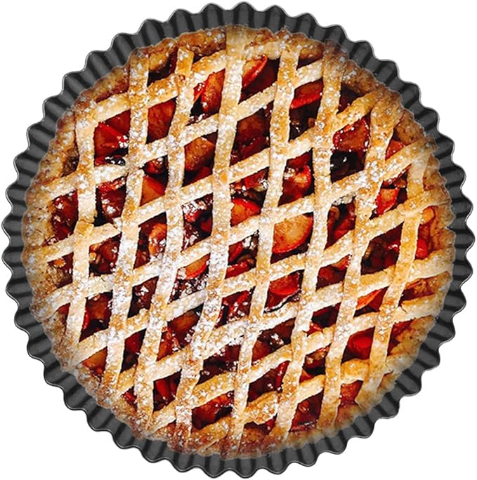Tart Pans 9 Inch with Removable Bottom Fluted Pie Tart Pans, Round Non-Stick Pan Quiche Pan, for Baking Pizza Mousse Cakes, Christmas Dessert