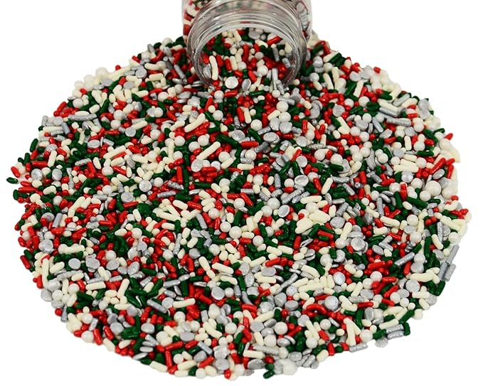 Mystic Sprinkles Christmas Holiday Sprinkle Mixes (A Classic Christmas in Silver Sprinkle Mix 3.4oz)