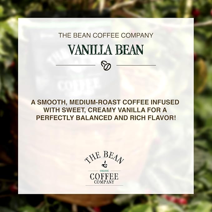 The Bean Organic Coffee Company Vanilla Bean, Medium Roast, Whole Bean Coffee, 16-Ounce Bag