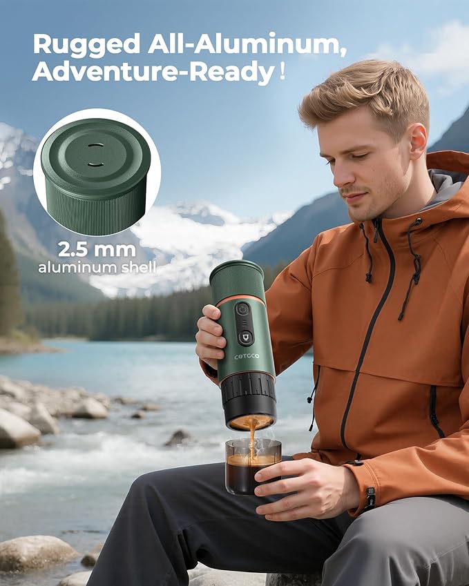 Portable Espresso Coffee Maker, Travel Coffee Maker for Camping, 20 Bar Self‑Heating Rechargeable with USB-C, with NS Capsule for Car/Travel/Camping