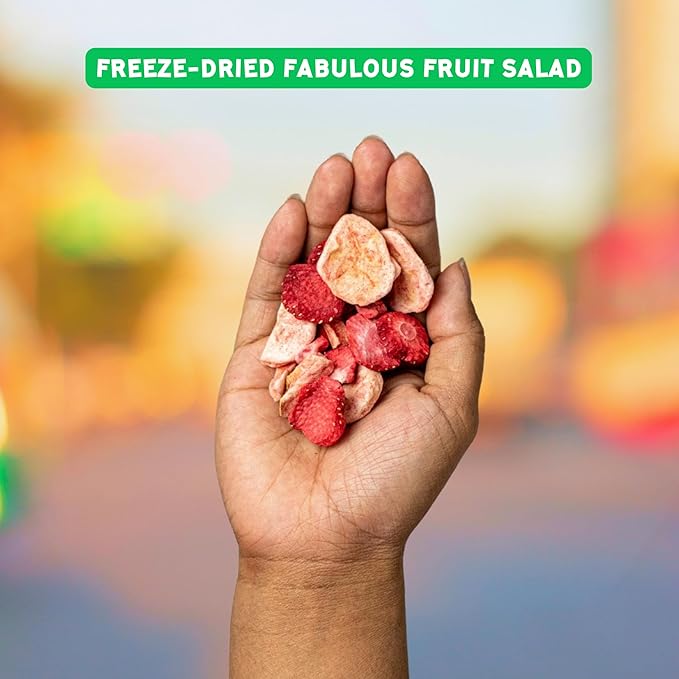 5th Season Freeze Dried Fruit Snacks Variety Pack - 100% 2 count Strawberries, 2 count Fruit Salad, 1 count Mango & Raspberries (5 Pack, 80g each)