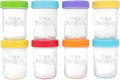 WeeSprout Glass Baby Food Storage Jars w/Lids (8 oz, 8 Pack Set) Snack, Puree, Reusable Small Containers, Breast Milk, Fridge or Freezer, Microwave & Dishwasher Safe, Essential Must Have for Infants