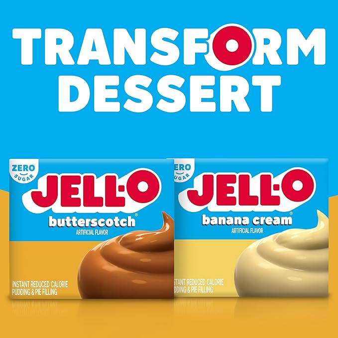 Jell-O Butterscotch Sugar Free & Fat Free Instant Pudding & Pie Filling Mix, 24 ct Pack - 1 oz Boxes, As Seen on TikTok