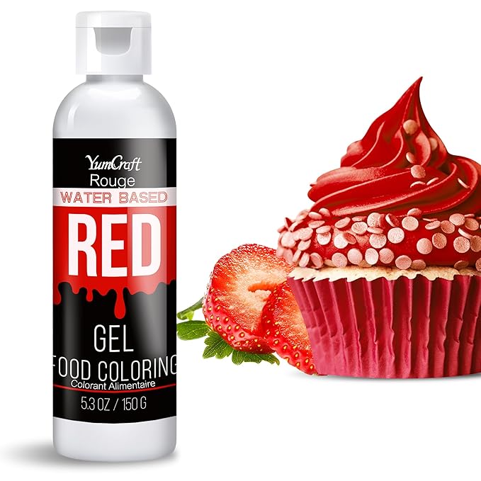 Food Coloring Gel - Vibrant Color Gel Food Coloring for Cake Decorating, Baking, Easter Egg, Icing - Tasteless Food Color Dye for Fondant, Cooking, Slime, Airbrush (Red, 5.3oz)