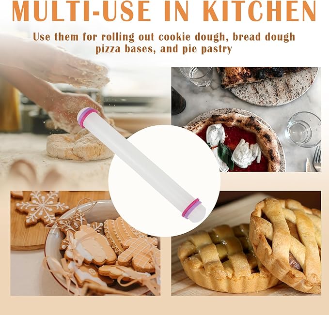 Fondant Rolling Pin 9 Inch Non-Stick Dough Pastry Roller Adjustable Kitchen Utensils for Fondant, Pie Crust, Cookie, Pastry