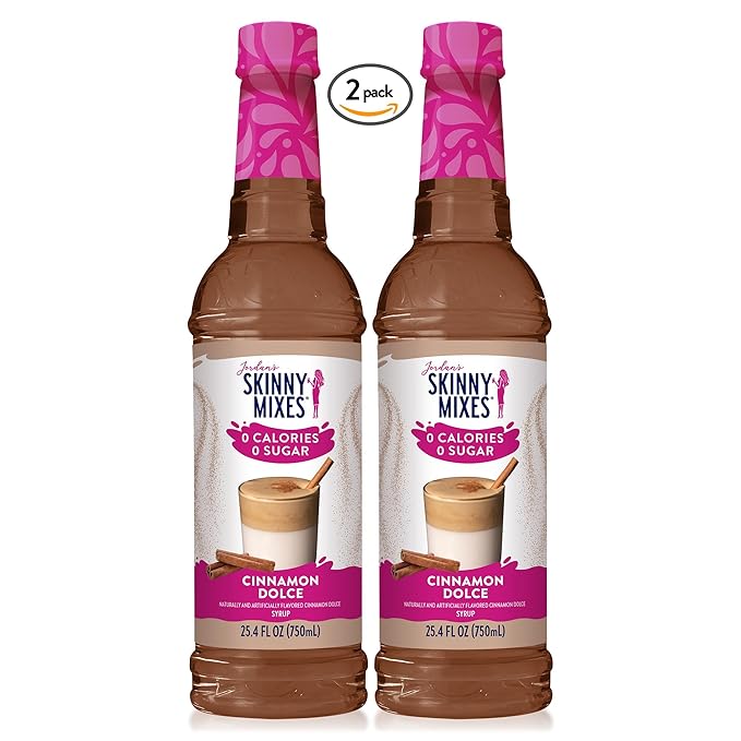 Jordan's Skinny Syrups, Cinnamon Dolce Coffee Syrup, Sugar Free, Zero Calorie Drink Flavoring & Mixes, 25.4 Ounces (Pack of 2)