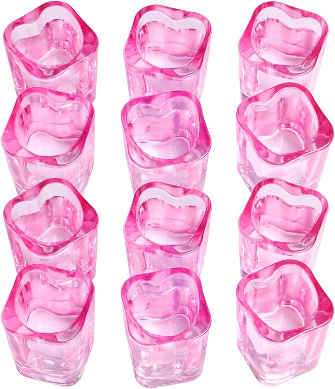 2oz Heavy Base Shot Glasses Sets of 12/Pink Shot Glass Cute For Bar Cart Accessories/Heart Shaped/Square