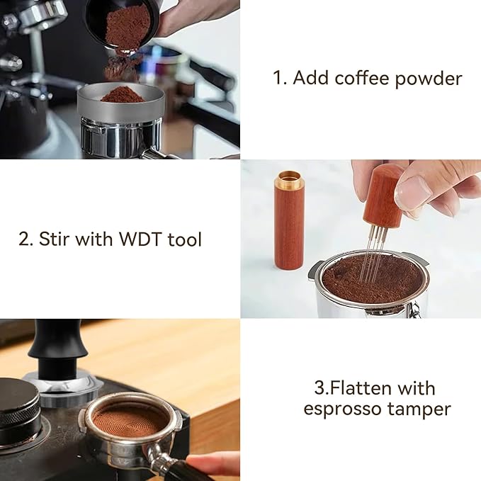 53mm Espresso Tamper Set, Barista Tools Kit for Coffee Machine, Spring-Loaded 304 Stainless Steel Base 30lbs Coffee Calibrated Tamper and Distributer for Enjoying cafes Home Office hotels(53mm)