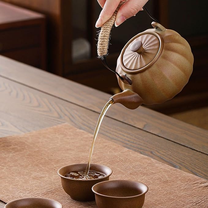 Lifting Beam Pot Style Rough Pottery Tea Set, Boiled Over Open Fire, Gift Box Packaging Suitable for Mother'S Day, Father'S Day, Christmas, Birthday Parties, Company Gifts