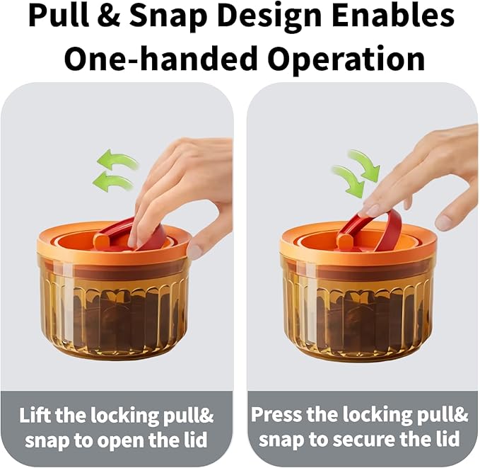 Plastic Small Airtight Food Storage Container with Lids BPA Free Sugar Tea Ground Coffee Canisters for Beans Nut Spice Snack Stackable Dishwasher Safe Patented Pull Snap Lock Sealed Design 24oz