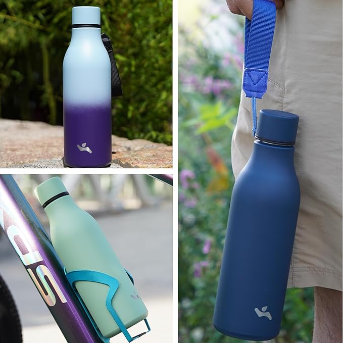 Insulated Water Bottle with Strap,25 oz Double Wall Stainless Steel Vacuum Bottles Metal Water Flask,Army green