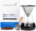 Barista Warrior Pour Over Coffee Maker Set – Pour Over Kit Includes Large Glass Carafe, Reusable Dripper Filter, and Coffee Scoop – 8 Cup Drip Brewer (34oz | 1000ml)
