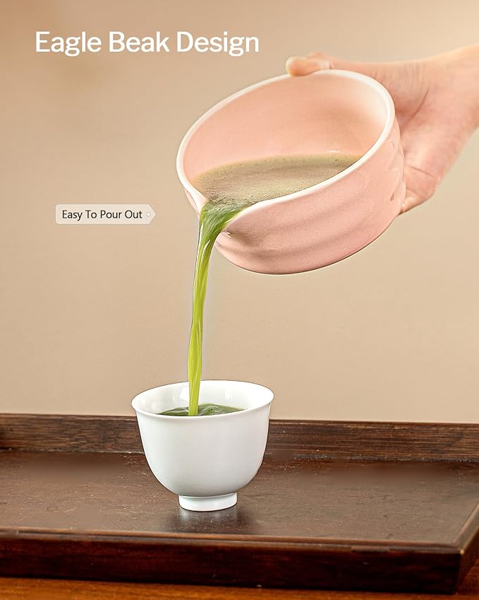 Artisan Matcha Whisk Set - 8 Pcs Premium Matcha Set with Bowl (Chawan), Bamboo Whisk & Tools | Matcha Kit for Making Breakfast/Latte | Gift for Matcha Lovers (Sakura Pink)