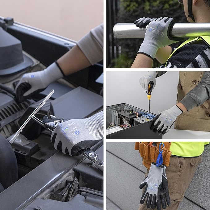 PROMEDIX P Nitrile Coated Work Gloves,MicroFoam Safety Work Gloves Men,Seamless Knit Nylon&spandex Gloves with Grip