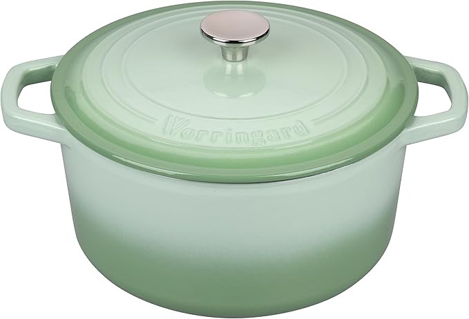 Enameled Cast Iron Dutch Oven Pot with Lid, for Bread Baking, Round Bread Oven- include Sourdough Bread Baking Supplies Set, 6QT, Green
