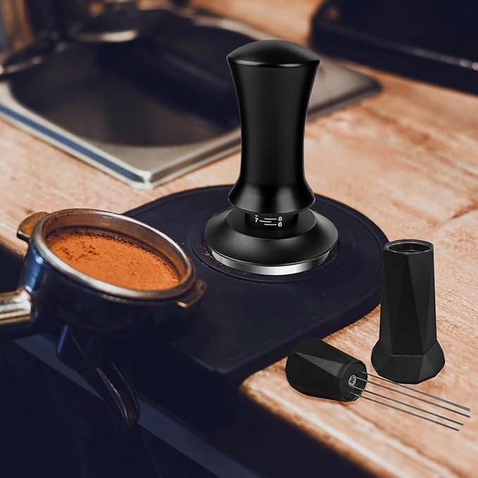 51mm Espresso Accessories Kit, Espresso Tamper Set, 51mm Spring Loaded Calibrated Tamper with WDT Tool, Espresso Dosing Funnel, Tamper Mat, Espresso Machine Accessories Kit for Barista