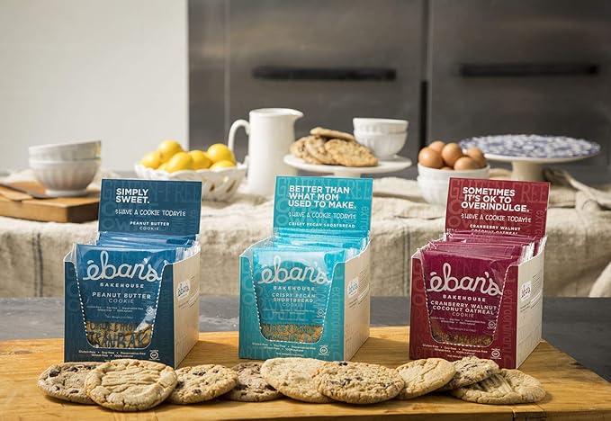 Eban’s Fresh Baked Gluten-Free Cookies - 24 Large Cookies (2 Boxes of 12) - Soft and Chewy, Individually Wrapped, Gourmet, Preservative Free, Non-GMO (Peanut Butter)