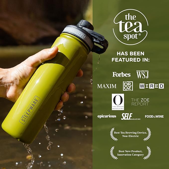 The Tea Spot Steepware Tea Tumbler, Tea Thermos, 22oz, Violet- Travel Bottle with Tea Infuser for Loose Leaf Tea or Iced Coffee - Sleek Double-Walled Insulated Bottle