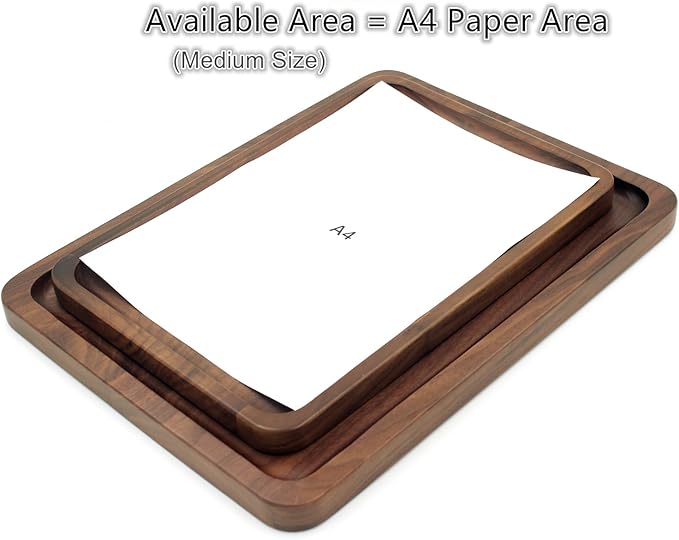 Bamber Wood Serving Tray Wooden Decorative Coffee Tea Platter Black Walnut 15.3 x 11.4 Inches
