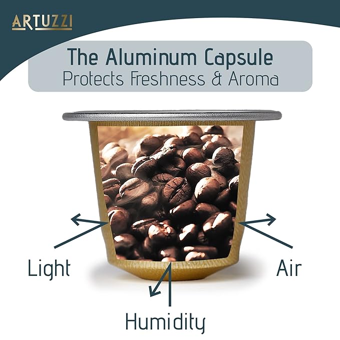 Artuzzi 120ct Compatible Nespresso Coffee Pods For Nespresso Original Machines | Espresso Ristretto Lungo Coffee Capsules | Espresso Variety Pack I Aluminum & Recyclable