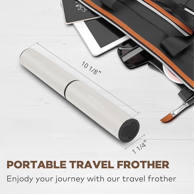 Milk Frother, Rechargeable Battery Operated Frother for Coffee,Portable Drink Mixer with 2 Stainless Steel Whisk Heads,Milk Foamer for Keto Coffee, Latte, Cappuccino, Hot Chocolate,White