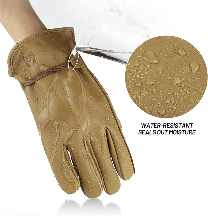 Leather Work Gloves for Men & Women, Reinforced Durable Gardening Gloves,Cowhide Work Gloves,Puncture & Cut Resistant