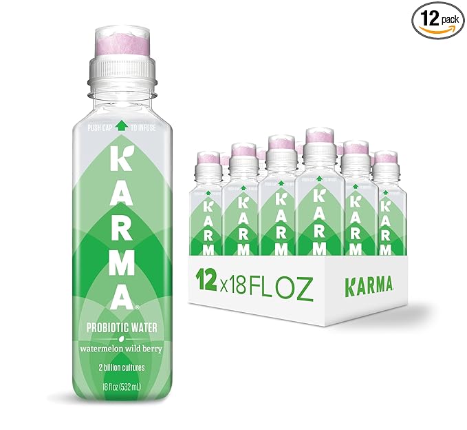 Karma Probiotic Water - 12 Pack, Watermelon Wild Berry Drink - Immune & Gut Health Support