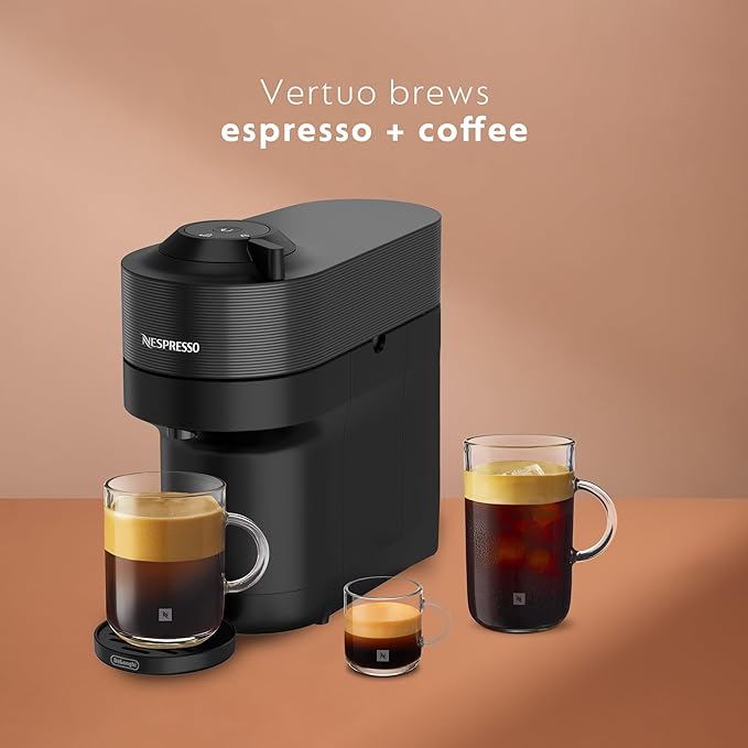 Nespresso Vertuo Pop+ Cold Value Added Bundle with Iced Coffee Tumbler by De'Longhi, Liquorice Black