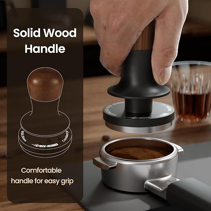 MHW-3BOMBER 58mm Espresso Tamper - 3 Spring Loaded Coffee Tamper with Sound Feedback - Barista Tamper Tool Espresso with 15lb / 30lbs Replacement Springs - Fits 58mm Standard Baskets T7072T-OS