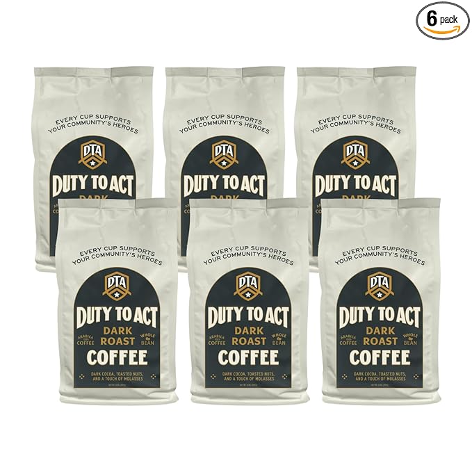 Duty to Act Dark Roast Whole Coffee Beans, 2 lbs (Pack of 6)